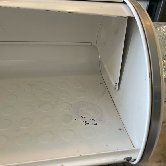 🥯🍞🥖🥨🥐🫓 Vintage Brabantia Large retro white metal and chrome roll bread box - Picture 4 of 14